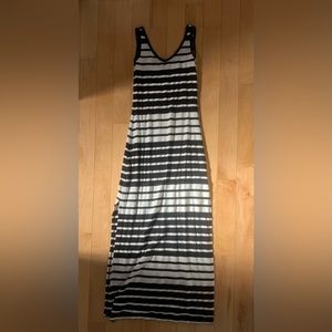 Double slit striped maxi dress